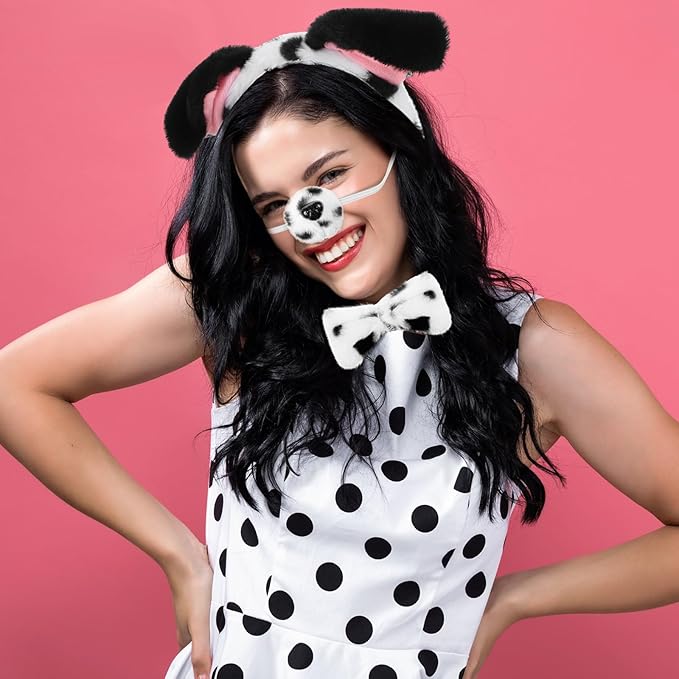 SATINIOR Puppy Dog Costume Set Ears Headband Nose Bow Tie Tail Animal Cosplay for Halloween