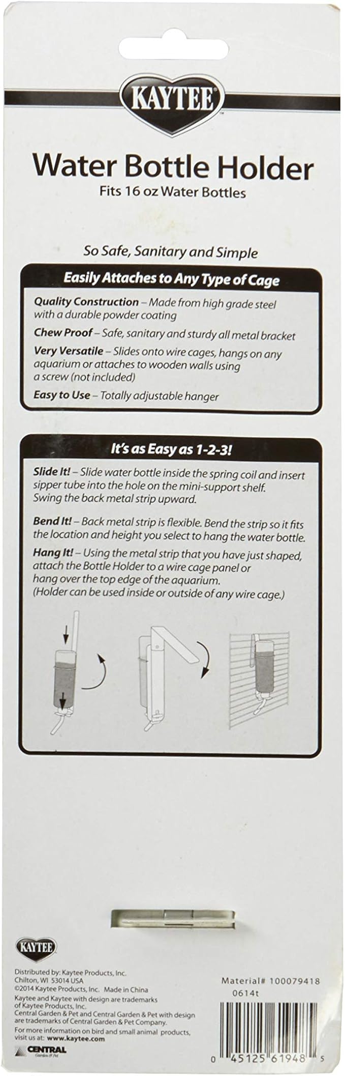 Kaytee Water Bottle Holder White 16 oz