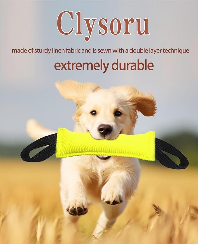 Clysoru Tug of War Dog Toy Bite with 2 Strong Handles Made of Durable Tear Resistant Strong Stitches
