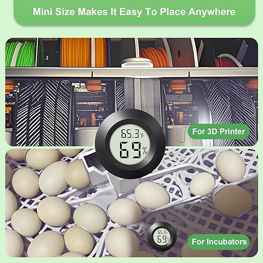 2 - PACKMini Digital Hygrometer Indoor Humidity Meter & Round Temperature Monitor - Reptile Thermometer with Humidity Gauge (℉) or (℃) for Humidifiers Dehumidifiers Greenhouse, Garden