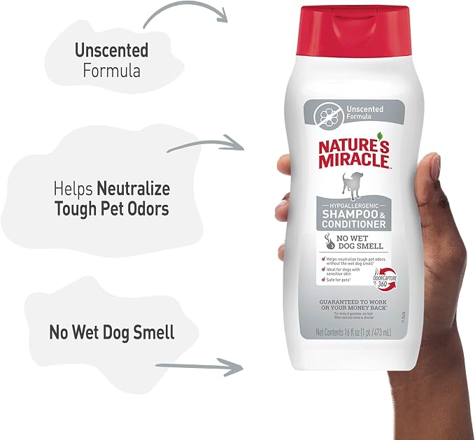 Nature’s Miracle Hypoallergenic Shampoo & Conditioner for Dogs, 16 Oz, Unscented