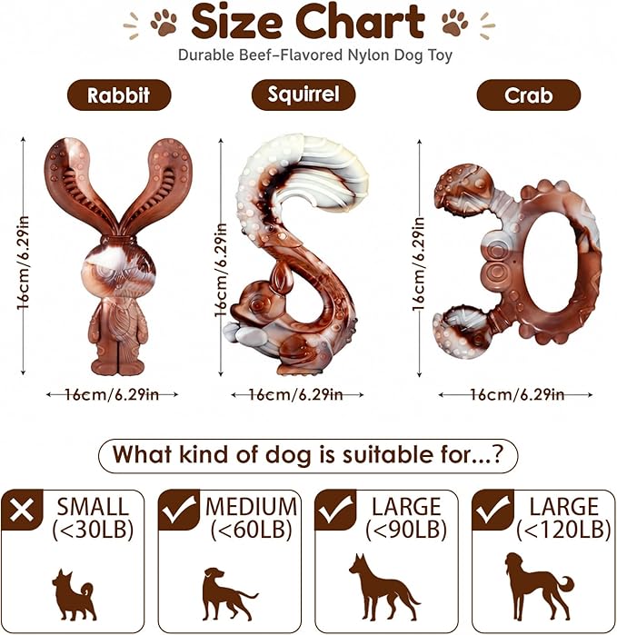 Indestructible Dog Toys for Aggressive Chewers, Tough and Durable Chew Toys for Large Medium Dogs, Interactive Dog Chew Toys to Keep Them Busy (B Squirrel)