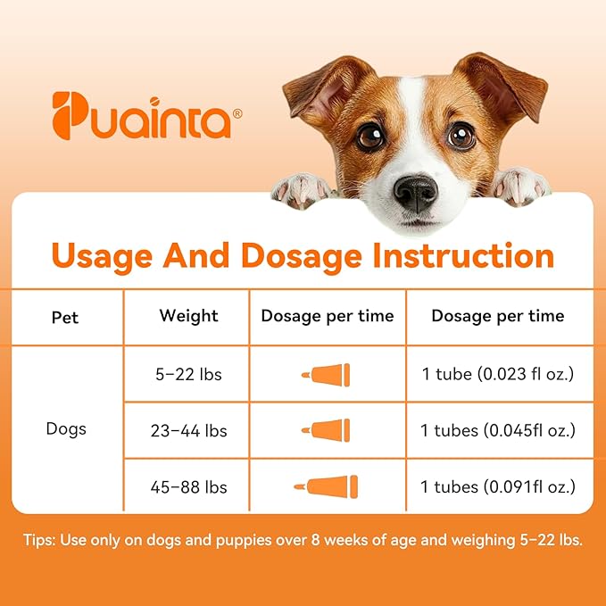 PUAINTA Addcool Plus Flea and Tick Prevention for Large Dogs (45-88 lbs), Professional Topical Treatment, 3 Monthly Doses, Fast-Acting Waterproof Dog Flea Drops