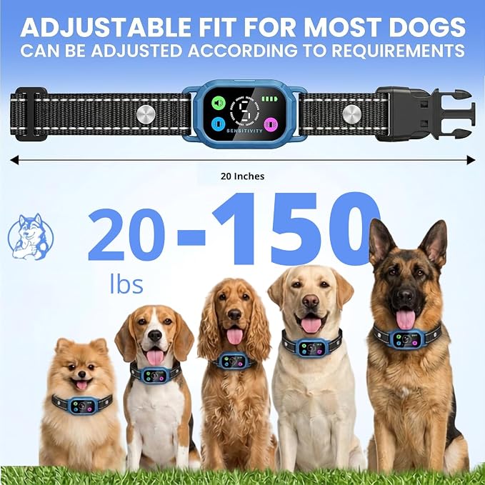 Beep & 2X VIBRATION Smart Dog Bark Collar| 2-in-1 Auto Anti-Bark & Training E-Collar with Remote| 20lbs+| Resizes for Small Medium & Large Dogs| 4 Humane Modes| Rechargeable| 5 Sensitivities