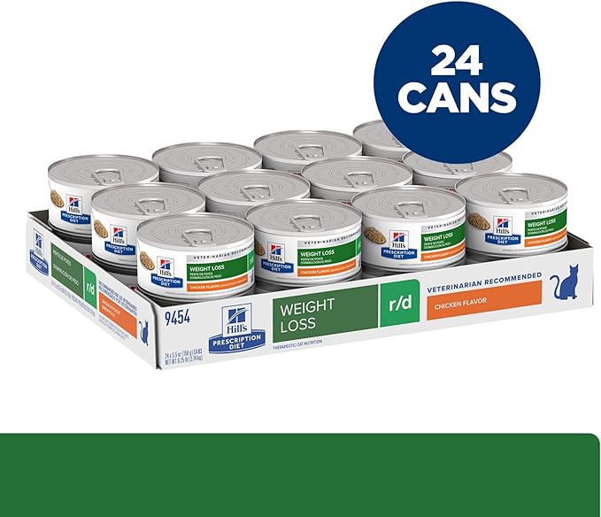 Hill's Prescription Diet r/d Weight Reduction Wet Cat Food, Chicken, 5.5 oz. Cans, 24-Pack