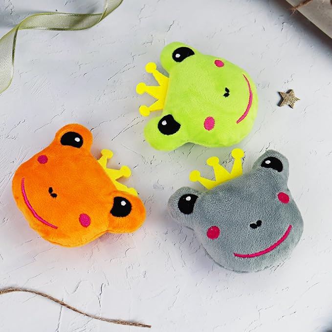 Andiker Cat Catnip Toys, 3Pcs Cat Interactive Toys for Indoor Cats, Soft Plush Kitten Chew Toys with Crinkle Paper for Relieve Stress, Reduce Boredom, Teething (Frog)
