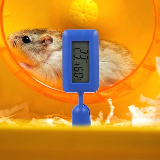 Digital Reptile Box Thermometer and Hygrometer with 360° Rotatable Suction Cup, Night Light Mini Temperature Humidity Monitor for Leopard Gecko and Bearded Dragon Terrariums