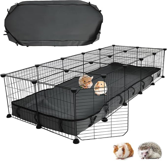 24 Panels Large Guinea Pigs Cage with Waterproof Mat, 60" x 24" x 12" C&C Cage for Guinea Pigs Bunny, Portable Metal Fence for Hedgehogs, Quail, Chickens, Bunny Indoor Outdoor