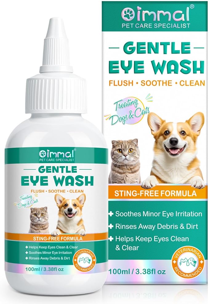 ISUNRISE Dog and Cat Eye Wash & Tear Stain Cleaner, Eye Drops for Dog and Cat Eye Infection Treatment to Soothe Irritation, Relieve Dry Eyes Pink Eyes, Safe & Gentle for All Animals, 3.38 fl oz