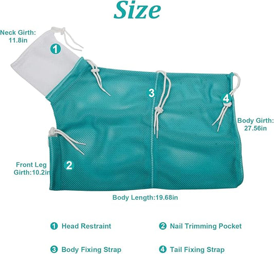 Cat Bathing Bag, Breathable Mesh Cat Shower Washing Bag Anti Scratch Adjustable Cat Grooming Bag for Nail Trimming