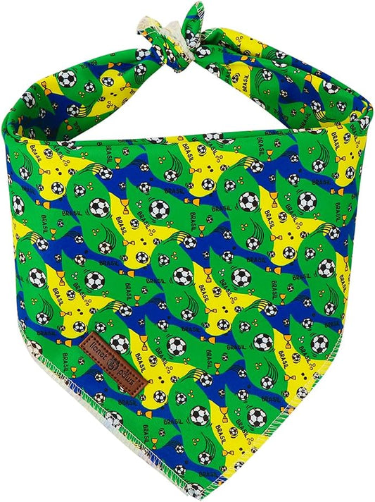 Lionet Paws Summer Football Dog Bandana Washable Cotton Handkerchief Scarf Triangle Football Club Game Bandana Bandana for Small Medium Dogs Girl Boy