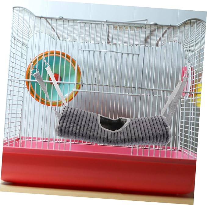 ORFOFE Small Pets Hammock Tunnel Bed Cozy Grey Hanging Plaything for Ferrets Hamsters and Breathable Wear Comfortable Pet Hideaway for Daily Fun and Relaxation