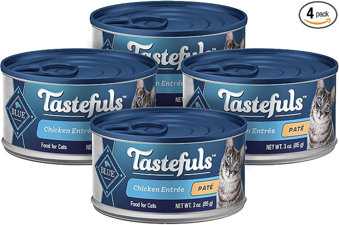 Blue Buffalo Tastefuls Natural Wet Cat Food Cans, Paté Style, Chicken Entrée 3-oz Cans (Pack of 4)