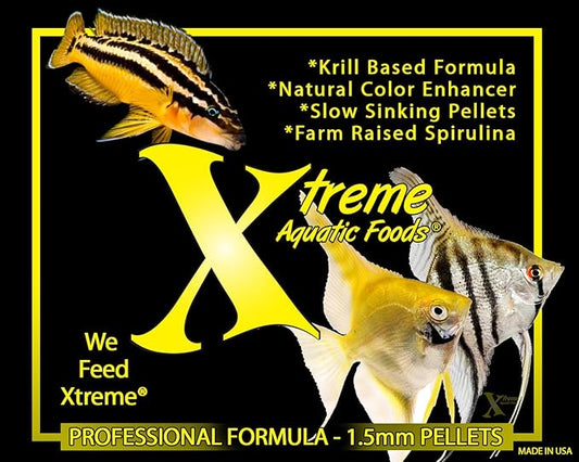 Xtreme Community Peewee 1.5mm Pellets: Slow Sinking & Ideal for Community Fish - Boosts Immune & Digestive Health, Enhances Color & Energy, Max Protein Fish Food – USA Farm Grown (38oz)