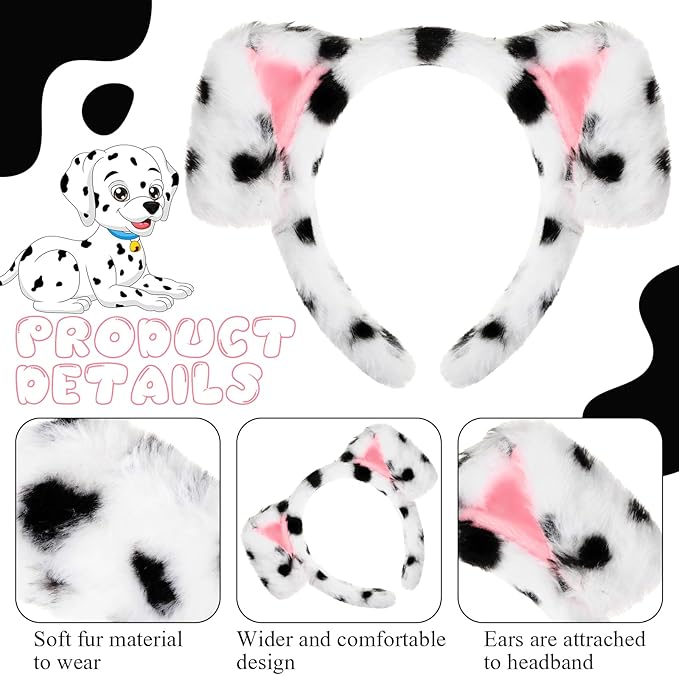 SATINIOR Puppy Dog Costume Set Ears Headband Nose Bow Tie Tail Animal Cosplay for Halloween