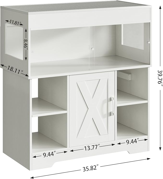 Herture 40 Gallon Reptile Terrarium Tank with Storage Cabinet, Reptile Tank with Stand, for Leopard Geckos, Corn Snakes, Juvenile Pets, Sliding Acrylic Doors, Mesh Top, Power Outlet, White PX03RTW