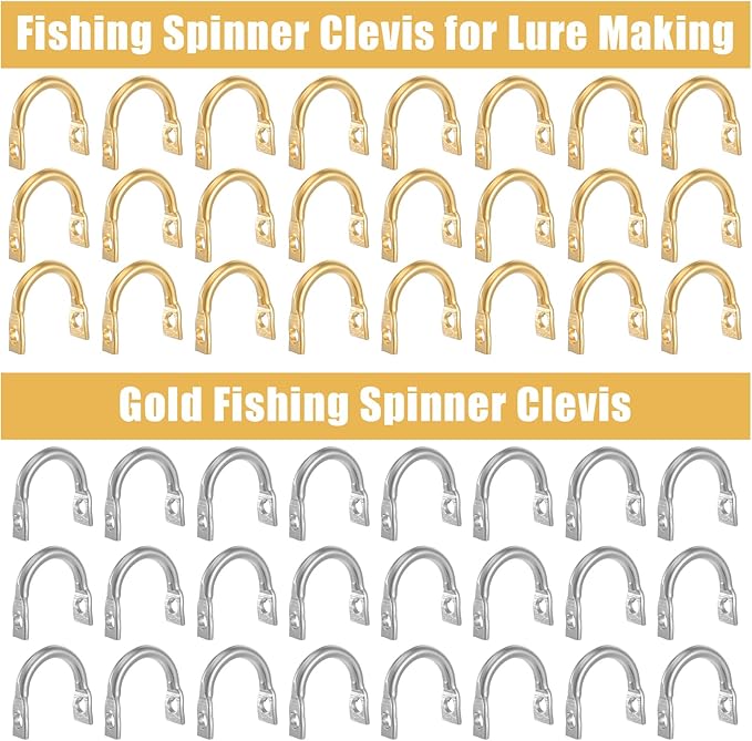 120 PCS Fishing Clevis Easy Spin U-Shaped Brass Links, Quick Changing Fishing Spinner Clevis Spinnerbait Spinner Blade for Lure Making Fish Freshwater Saltwater