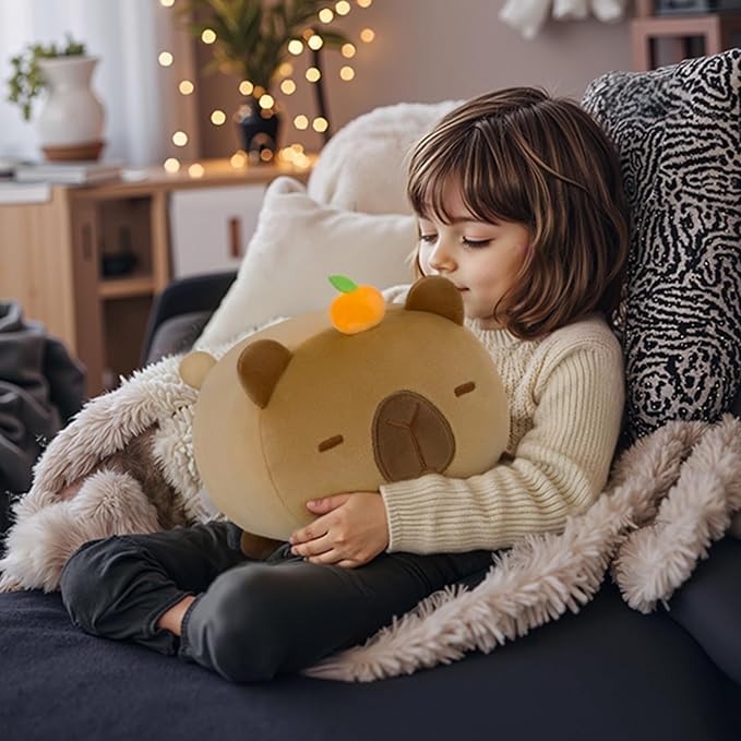 Mewaii Cute Capybara Plush Pillow, Kawaii Plushies Capybara Stuffed Animal Toy, Kawaii Animal Plushie, Soft Squishy Birthday Gifts for Kids & Girls (8 Inch)