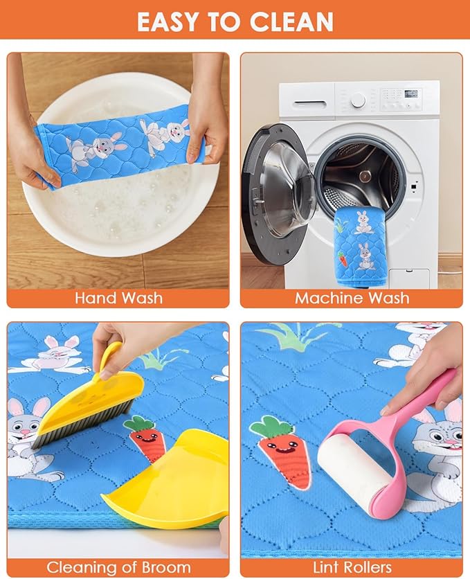 Bissap 2 Packs Guinea Pig Cage Liners, 24''X36'' Washable Guinea Pig Pee Pads Non Slip Reusable Fast and Super Absorbent Bedding for Small Animals Rabbit Hamster Chinchillas Rat - Blue