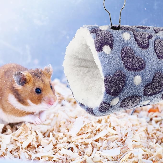 ARTIBETTER Adorable Hamster Tunnel and Hanging Plush Chinchilla Hammock Soft Small Animal Hideout Warm Cage Accessory for Ferrets, Guinea Pigs, and Sugar Gliders