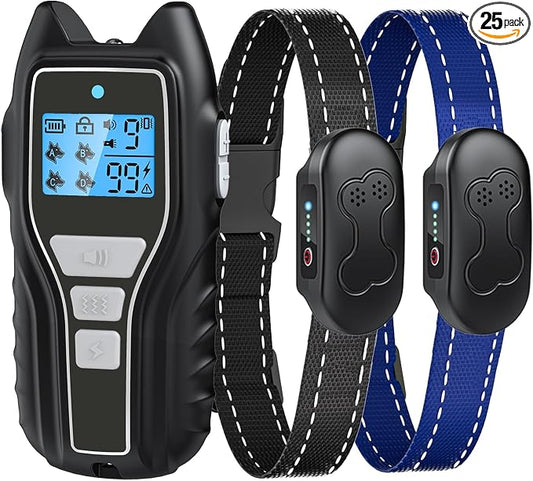 Asrcs Shock Collar for Dogs 2 Dogs (15-120lbs) 2000FT Dog Shock Collar with Remote Control Waterproof Dog Training Collar with Remote 4 Safe Modes Rechargeable Lock Flash Light for All Breeds - Grey