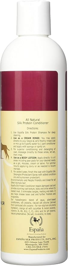 Espana Silk ESP1015DC Specially Formulated Silk Protein Conditioner for Dogs and Cats, 16.91-Ounce