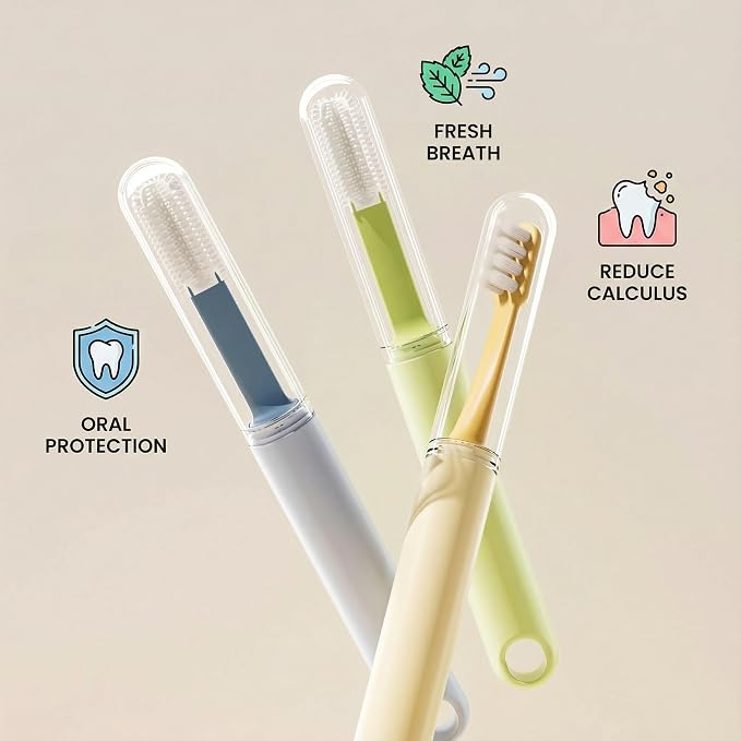 Dual-Head Pet Toothbrush for Small Dogs, Cats, Rabbits & Hamsters - Soft-Bristled Animal Oral Care Toothbrush (Blue)