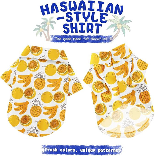 Hawaiian Dog Shirt – Lightweight and Breathable Summer T-Shirt with Tropical Prints, Fun Beach Outfit for Small, Medium, and Large Dogs, Perfect for Hot Days and Outdoor Vacation.Fruit XL