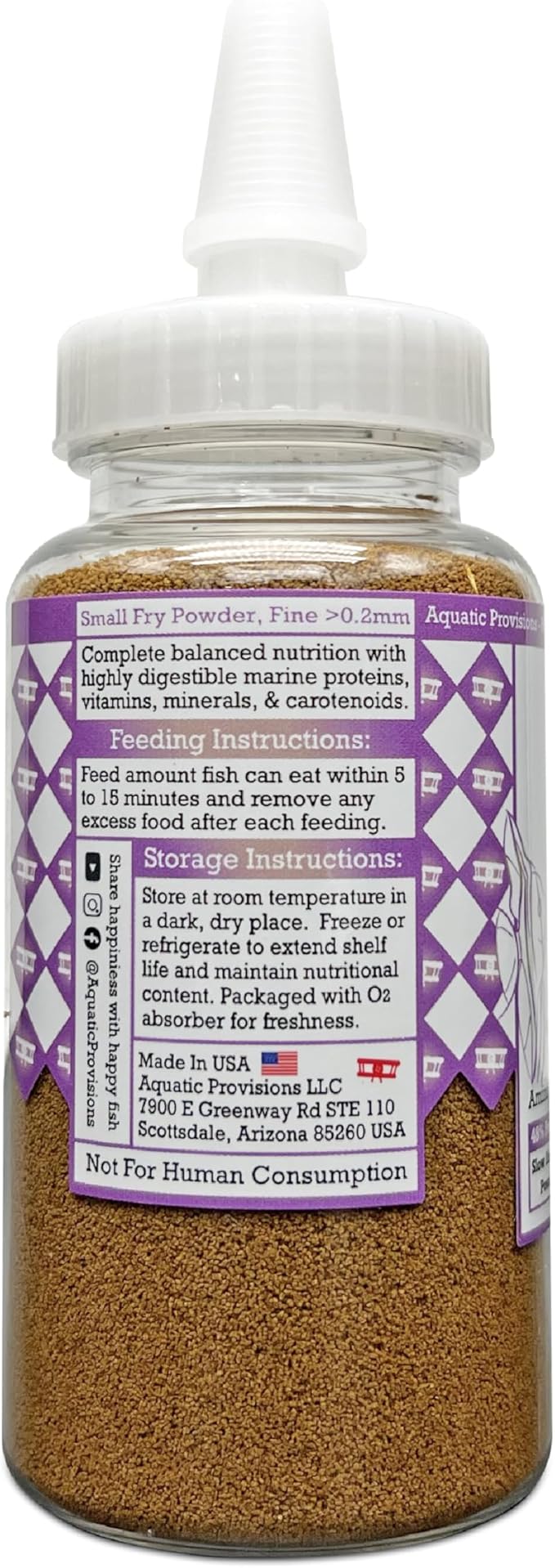 Aquatic Provisions Small Fry Fish Food Powder 3.17 oz, for Breeding and Raising Newborn and Juvenile Freshwater Aquarium Species