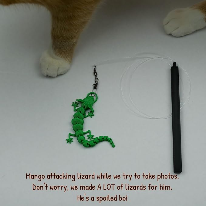 Pineapple Lizard Cat Wand Attachment, Cat Toy Refill for Interactive Wand Teasers, Indoor Kitten and Cat Toys 3D Printed (White)