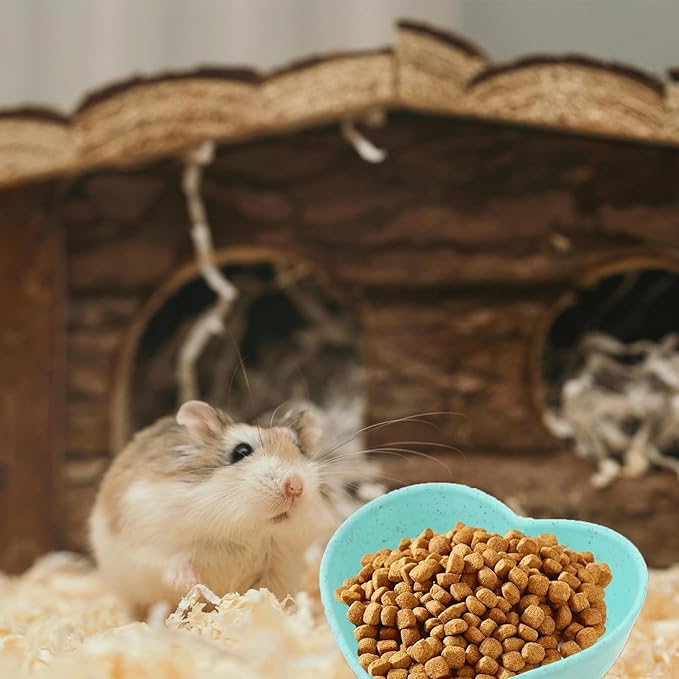 6PCS Hamster Food Dishes, Plastic Heart Shaped Food Bowl for Pet, Cute Water Dish for Rabbit Hedgehog Gerbil Rat Rodent Small Animals