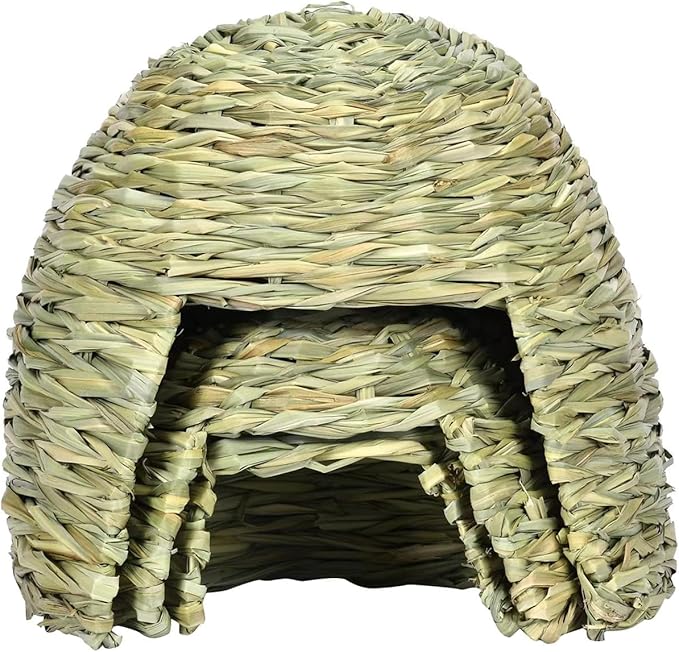 Hideaway Hut Toy Comfortable Playhouse Comfortable Baby Rabbit Hideaway Hut Rabbit Straw Nest for Ferret Small Animals Bunny, 25cmx17cm