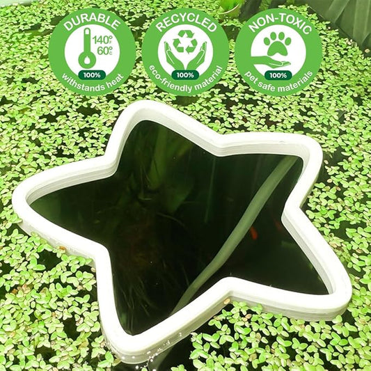 Fish Feeding Portals for Betta & Aquariums | Floating Food Rings & Breathing Windows (Multiple Shapes & Colors) (Star - Black)