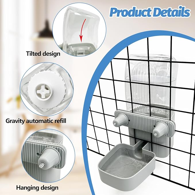 50 oz Rabbit Water Dispenser Hanging Gravity Bunny Water Bottle for Cage Automatic Small Animal Water Bottle for Ferret Guinea Pig Chinchilla Cat Puppy