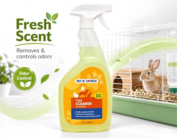 Pet N' Lovely Cage Cleaner, Easily Removes Pet Debris, For All Pets, Freshly Scented, Easy to Use, Refreshing Lemon, 32 Fl. Oz.