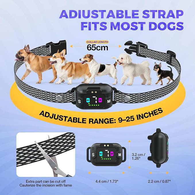 PcEoTllar Dog Bark Collar, Adjustable Beep & Vibration Mode, Rechargeable, Waterproof, Anti Barking Collar for Small Medium Dogs