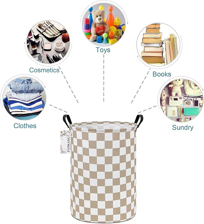 Storage Basket, Nursery Hamper Canvas Laundry Basket Foldable with Waterproof PE Coating Large Storage Baskets for Kids Boys and Girls, Office, Bedroom, Clothes,Toys(Beige flag)