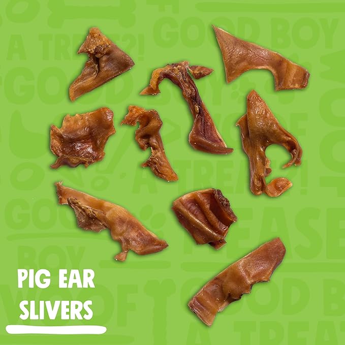 Pig Ears Slivers (1Lb), All Natural Single Ingredient Pork Strips Dog Treats, Excellent Rawhide Alternative, Dog Chews for Large and Small Dogs