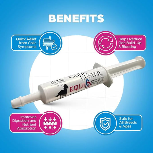 Fast Acting Horse Colic Relief – 15 Minute Natural Gas & Spasmodic Support – Oral Equine Digestive Comfort Syringe – Safe for Pregnant Mares – Essential Barn First Aid