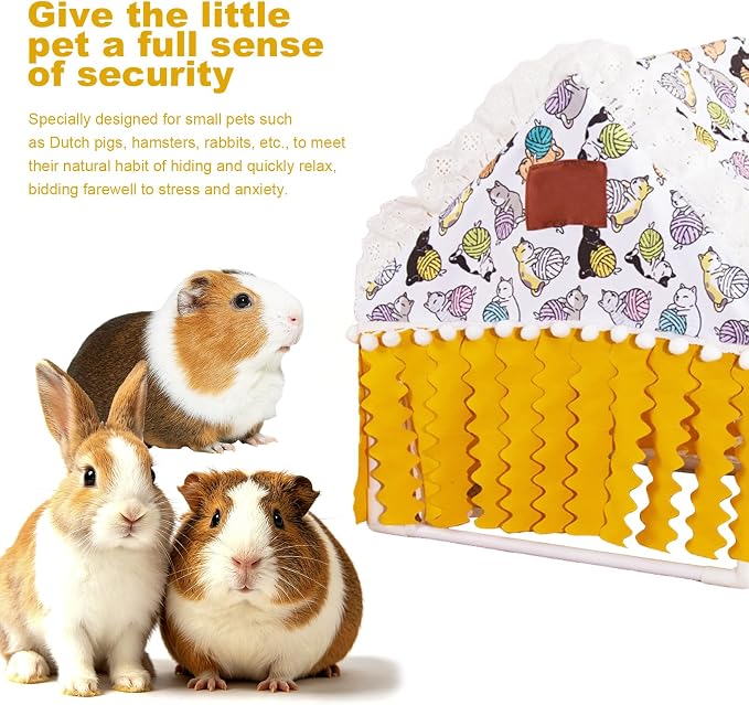Guinea Pig Hideout Tunnel - Bunny Hideout, Machine Washable Guinea Pig Hide Tent Houses & Habitats, for Hamster Rabbit Rat Mice Parrot Chinchilla Hedgehog Flying Squirrel - Playing Sleeping(Triangle)
