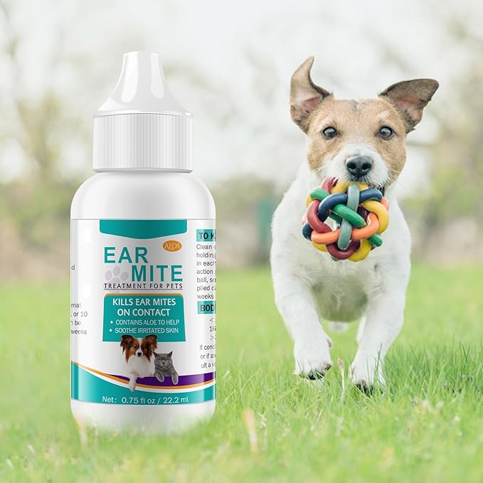 Daiasns Ear Mite Treatment for Cats & Dogs - Fast-Acting Ear Mite Drops, Dog Ear Infection Treatment, Ear Mite Treatment for Dog Yeast Infection, 100% Natural for Ear Relief - 0.75 fl oz (Pack of 1)