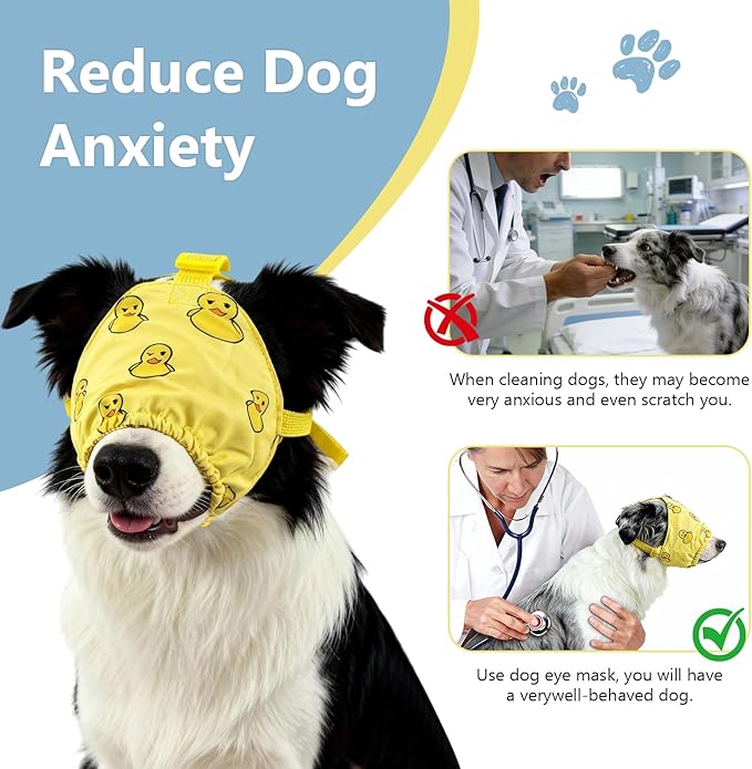 NACOCO Dog Calming Cap Eye Mask Ducks Nylon Shading Pet Anxiety Mask Muzzle for Grooming Anti Car Sickness (Yellow, M)