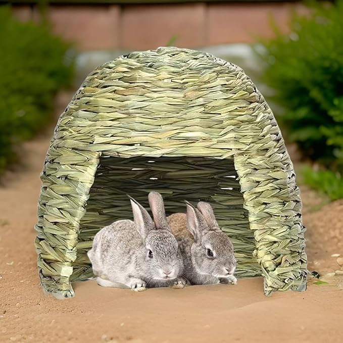 Pet Straw House, Straw Bunnys Bed Straws for Ferals Cats House Hamster Hideouts Natural Grass Houses for Small Pet Sleeping Bed Resting Cave Cage Accessories Shelter for Small Animal