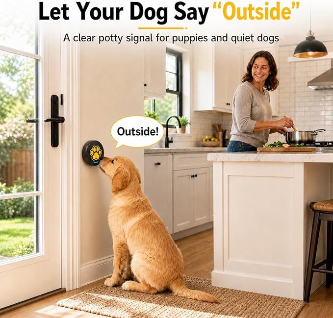 ChunHee Dog Bells to Go Outside, Touch Activated Dog Door Bell for Potty Training, Dog Bell for Door with 36 Built-in Sounds & Voice Commands, 5 Adjustable Volume Levels, Puppy Training Bell for Dogs