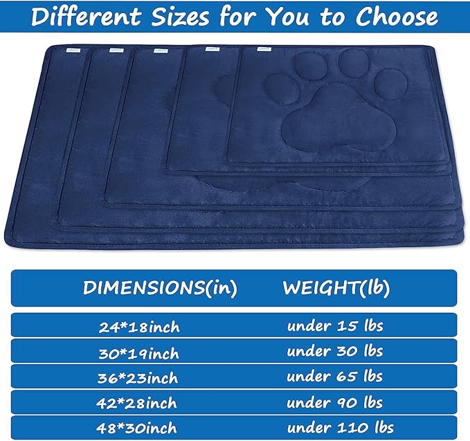 Coldwind Dog Crate Pad(19"x 30"),Washable Crate Mat with Anti-Slip Bottom, Dog Mats for Sleeping, Breathable Kennel Pad,Dark Colored to Hide Stains, Navy