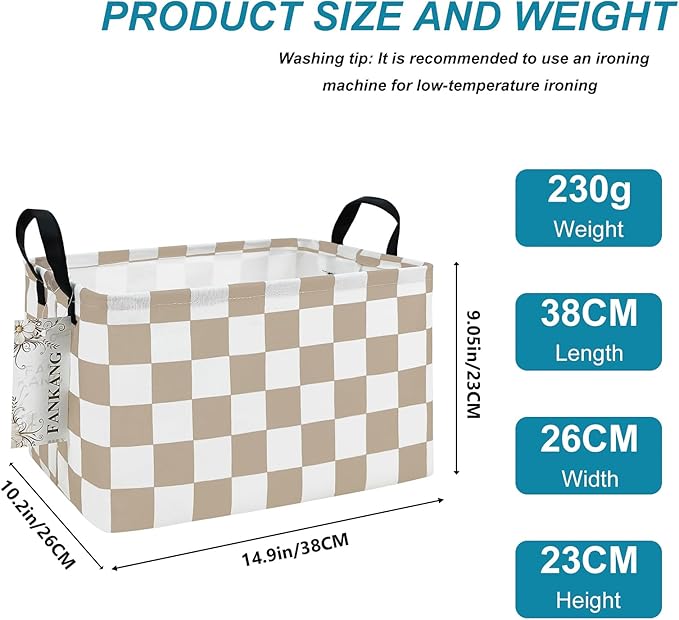 Storage Bins,Nursery Hamper Canvas Laundry Basket Foldable with Waterproof PE Coating Storage Baskets for Boys and Girls, Office, Bedroom, Clothes,Toys(Rec-Beige flag ）