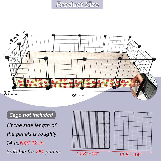 Guinea Pig Cage Liner，Washable Waterproof Oxford Cloth Cage Liners for Small Animals,Hamster Chinchilla Hedgehog Rabbit and Other Small Animals Not Include Cage(28x56 inches)