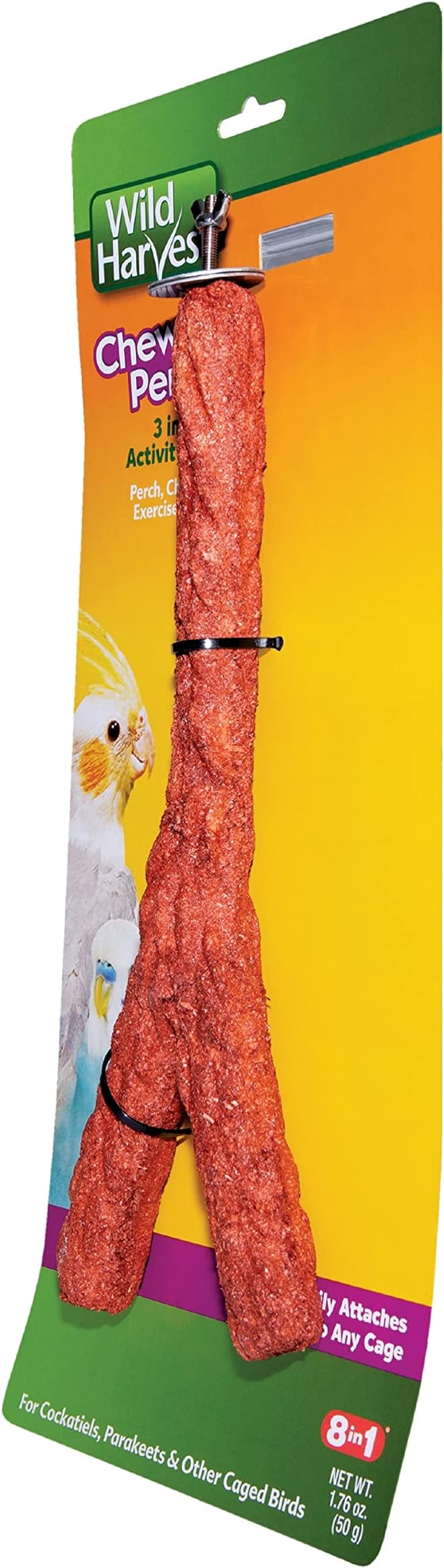 Wild Harvest Chewable Perch, 1.76 Ounce, Activity Toy and Treat for Cockatiels and Parakeets (Pack of 2)