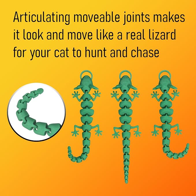 Pineapple Lizard Cat Wand Attachment, Cat Toy Refill for Interactive Wand Teasers, Indoor Kitten and Cat Toys 3D Printed (Green)