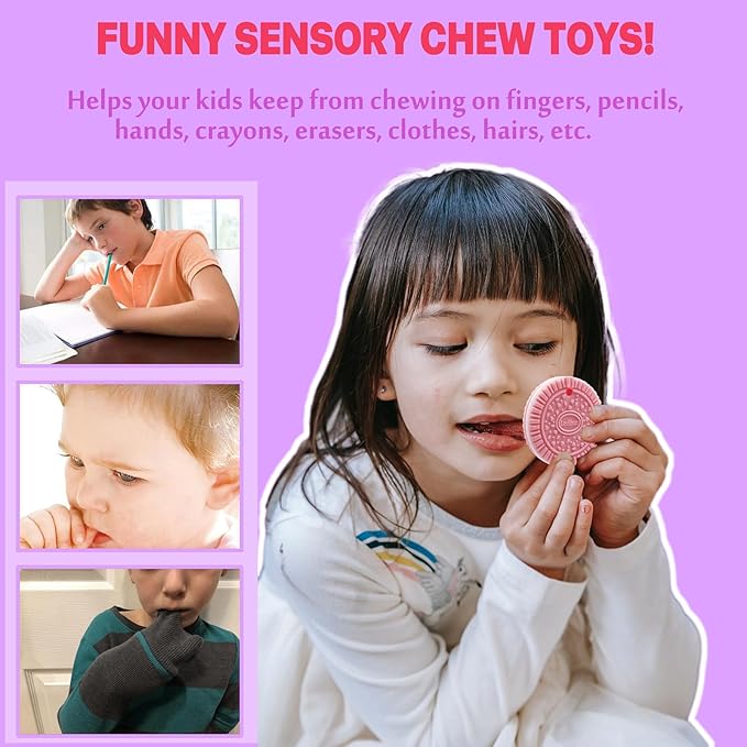 Chewy Necklaces for Sensory Kids Girls, 2 Pack Silicone Sensory Chewy Necklace for Boys with Chewing, Autism, ADHD, SPD, Oral Motor Anxiety Pendant for Adults